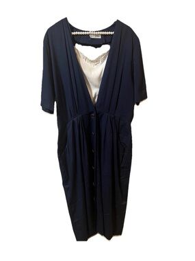 Vintage Ladies Dress Navy Button SZ lg